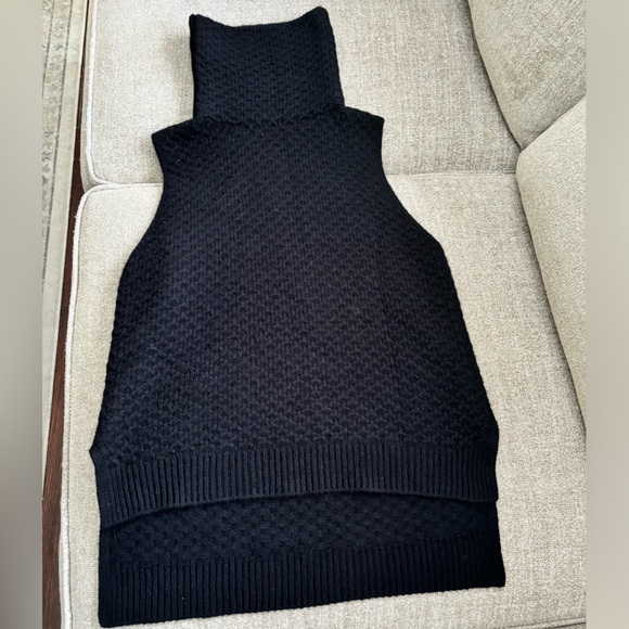 ✨ZADIG & VOLTAIRE GRACE DELUXE TURTLENECK SLEEVELESS 100% CASHMERE SWEATER NOIR - Picture 6 of 11